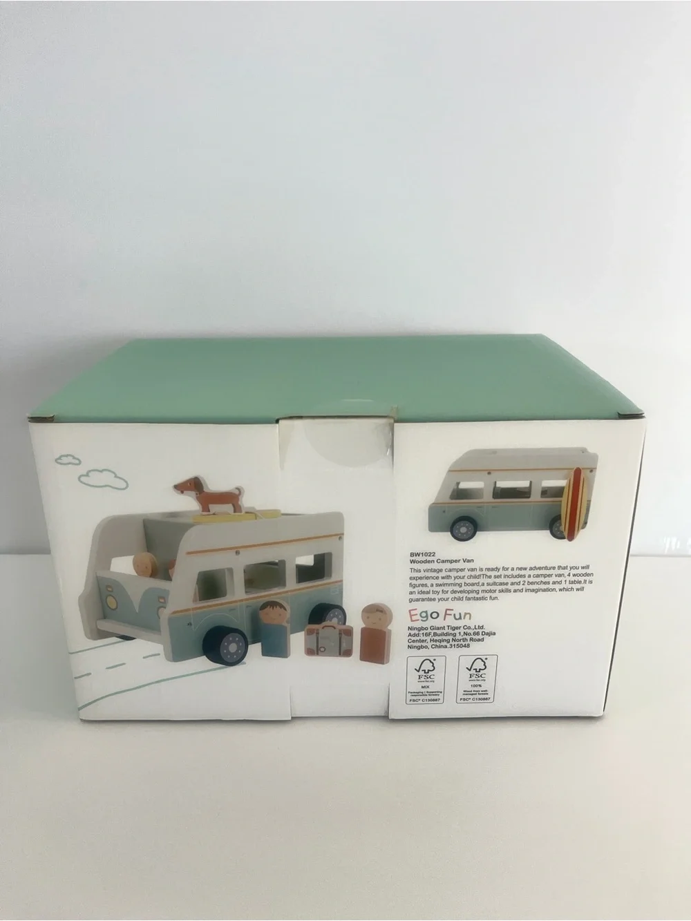 Wooden Camper Van Toy in Sage Green